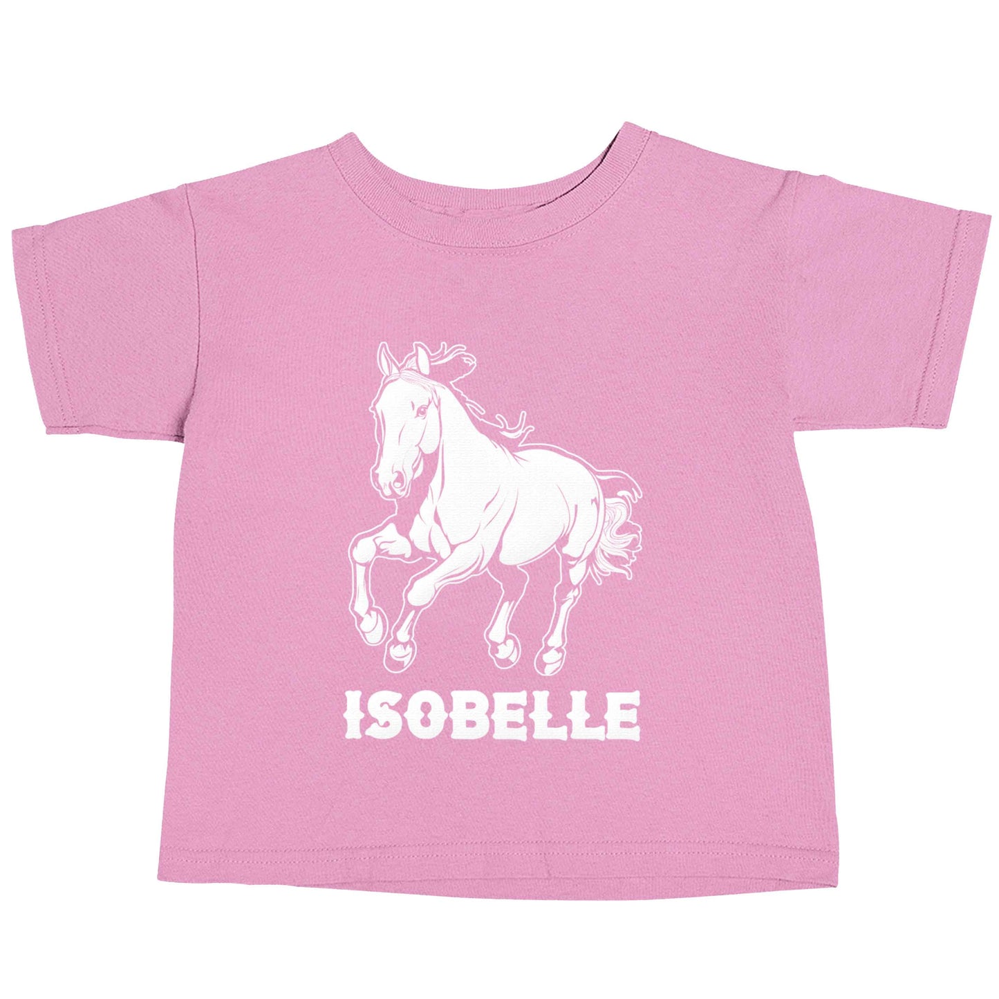 Horse illustration with personalised name light pink baby toddler Tshirt 2 Years