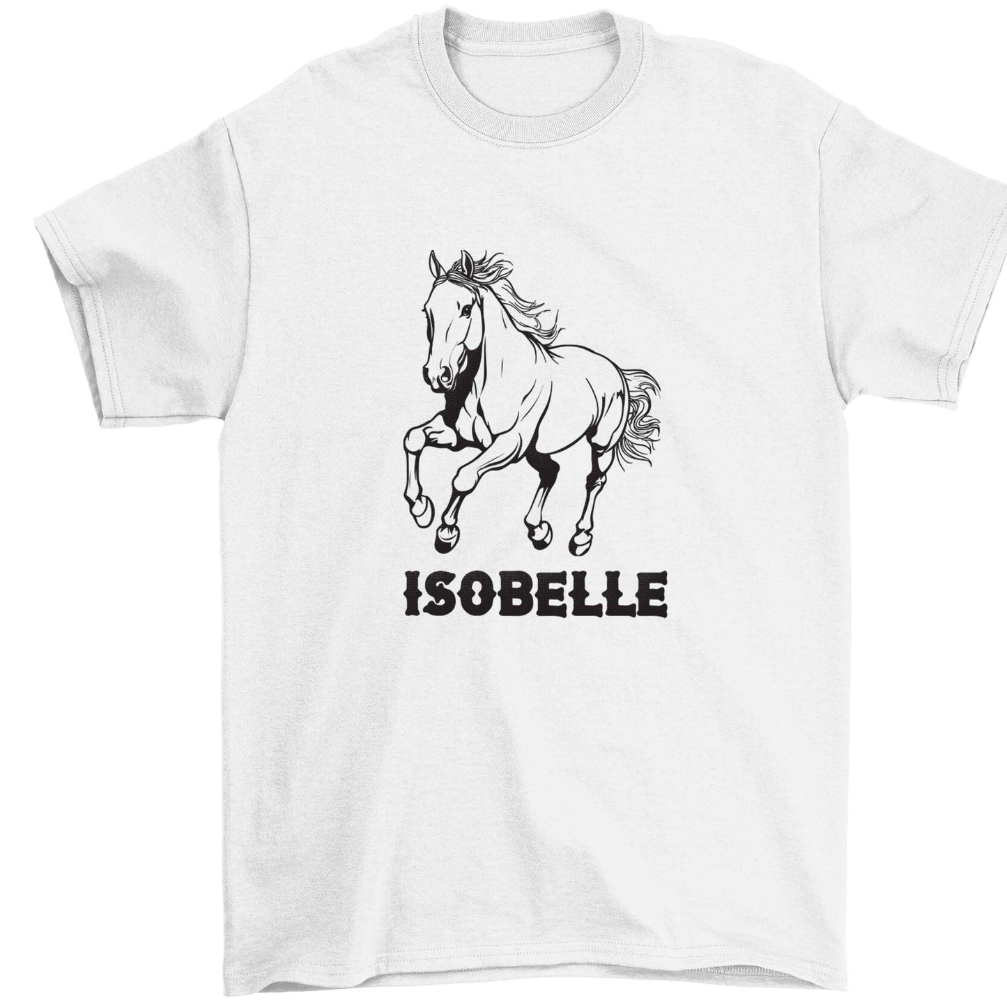 Horse illustration with personalised name Children's white Tshirt 12-13 Years