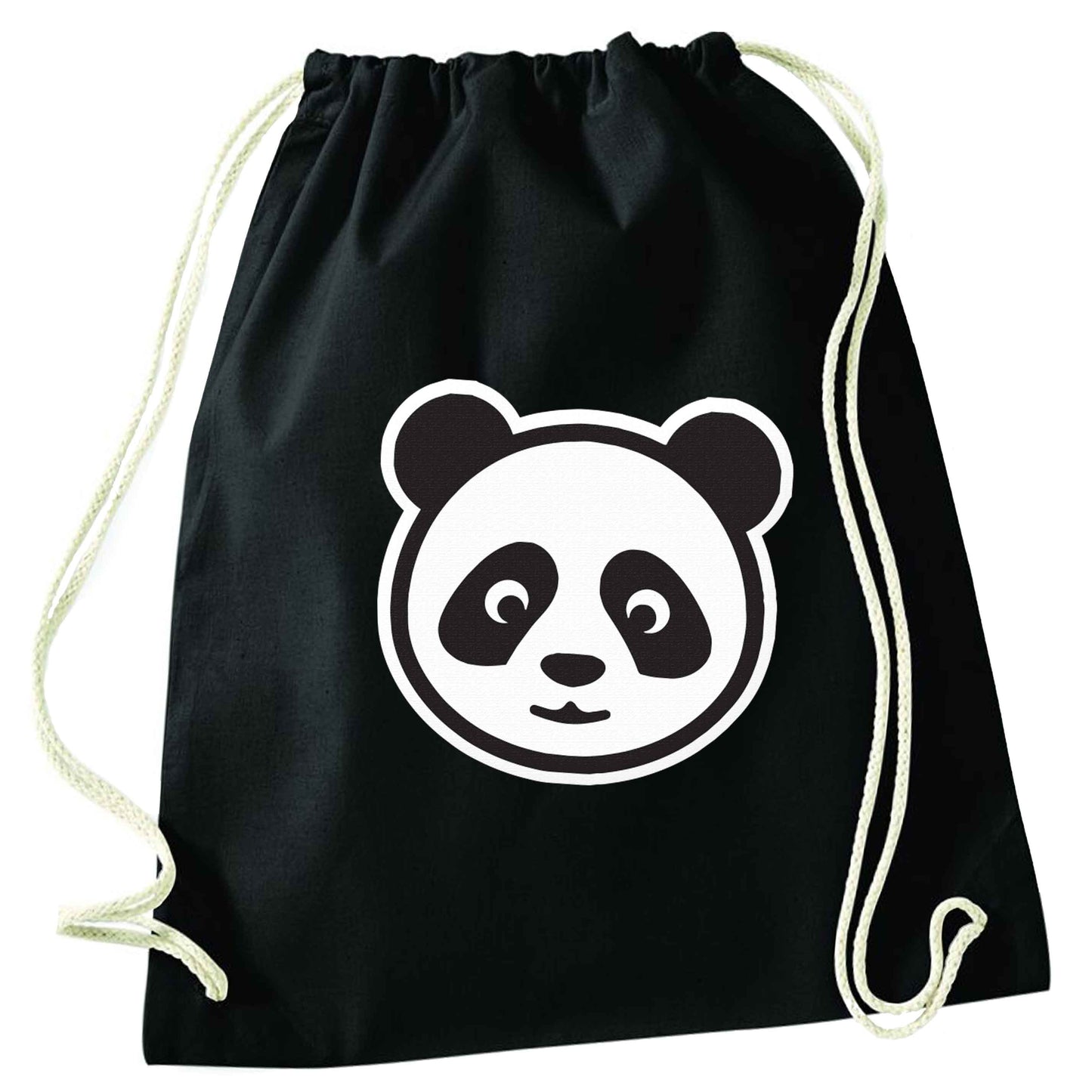 Panda face black drawstring bag
