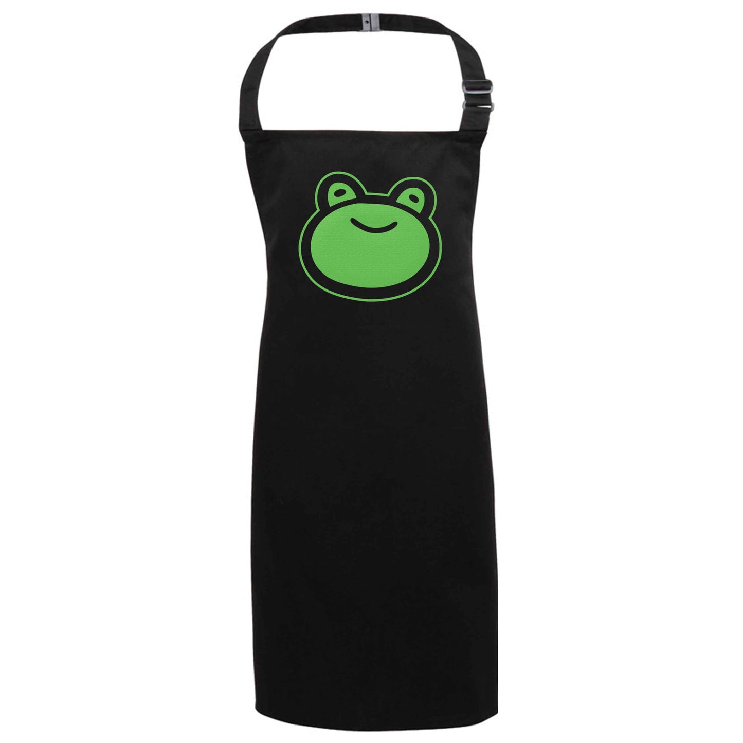 Frog face illustration black apron 7-10 years