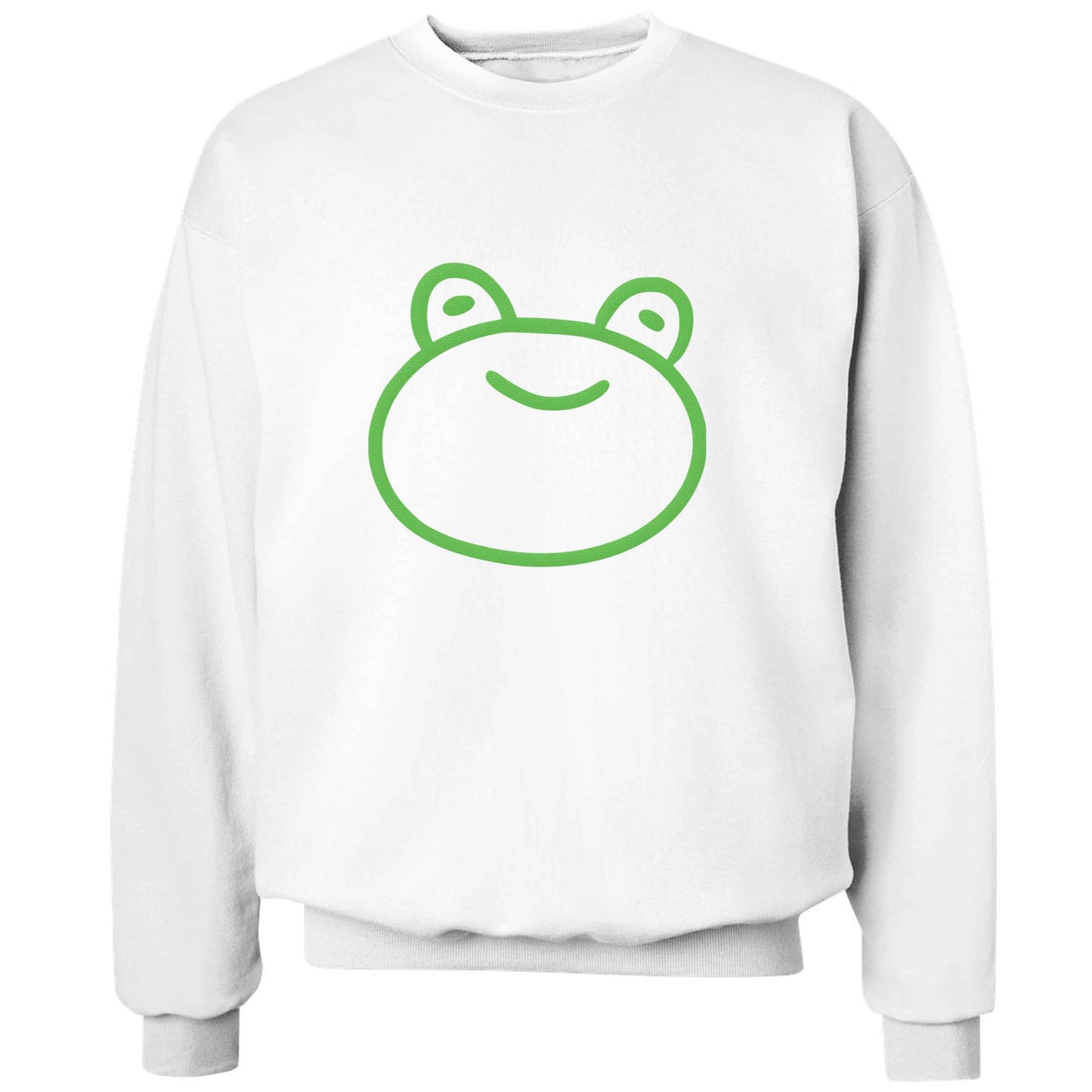 Frog face illustration adult's unisex white sweater 2XL