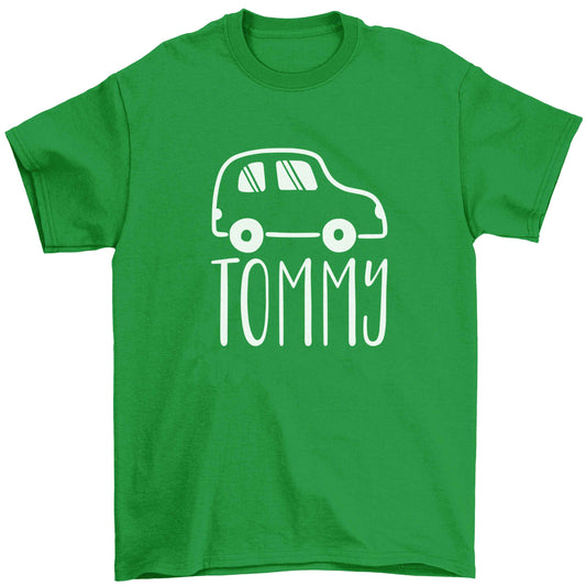 Personalised car any name here Children's green Tshirt 12-13 Years