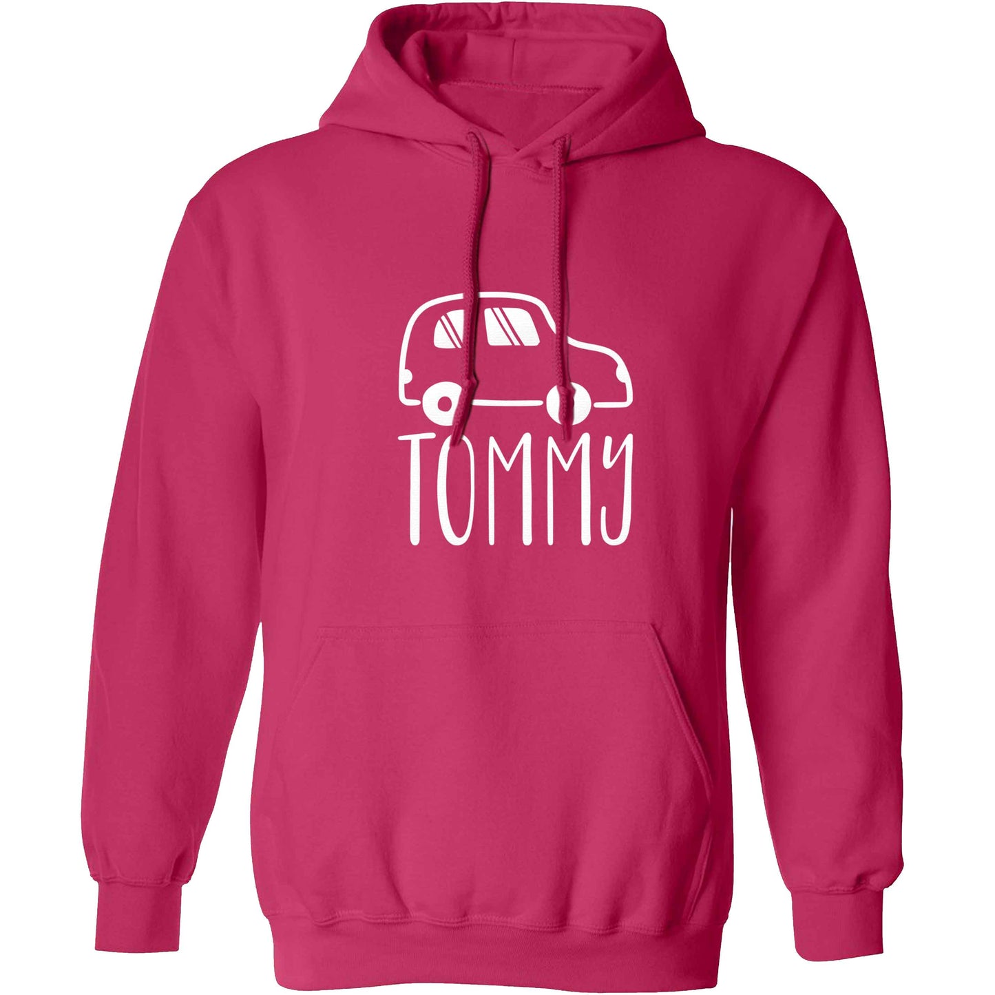 Personalised car any name here adults unisex pink hoodie 2XL