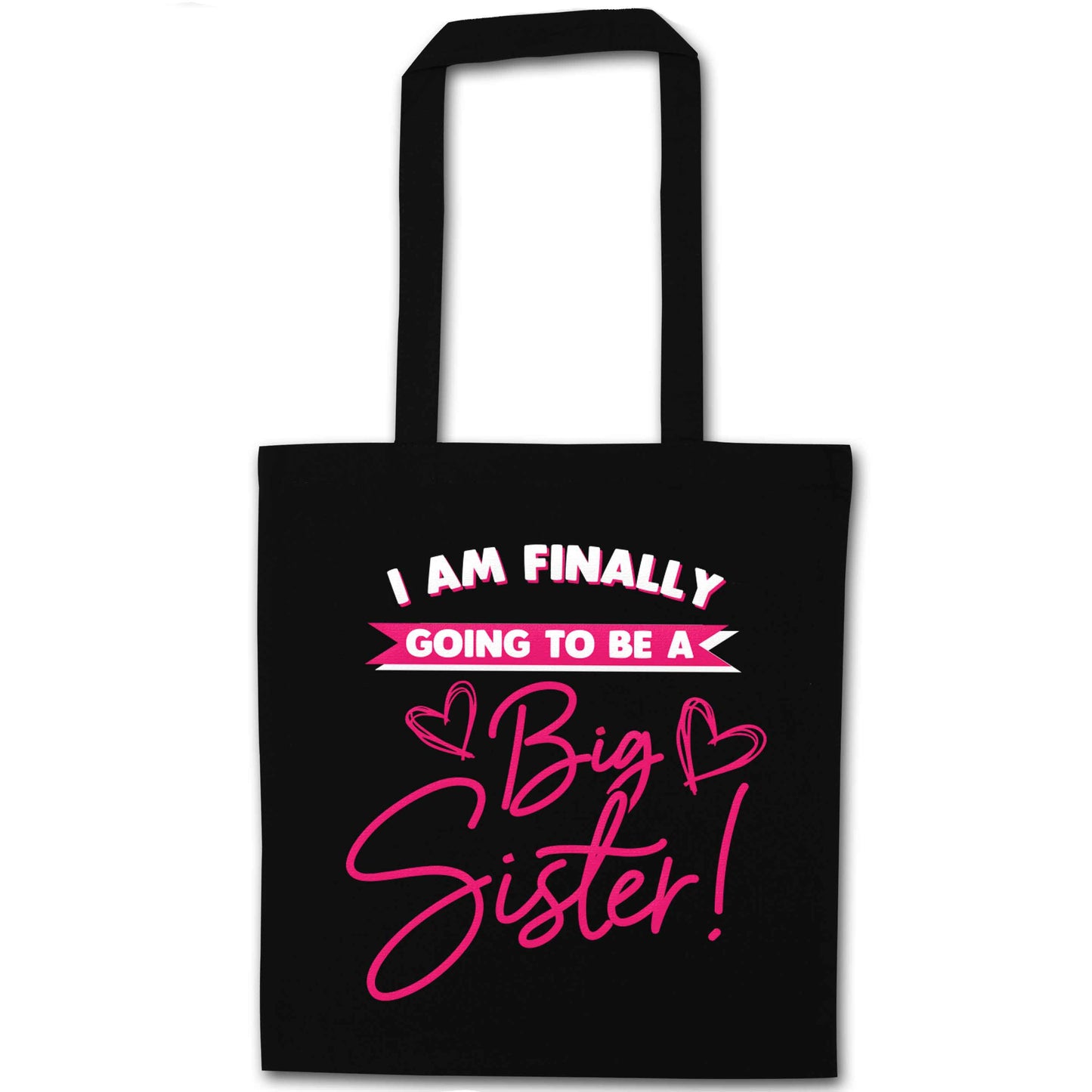 Finally going to be a big sister black tote bag