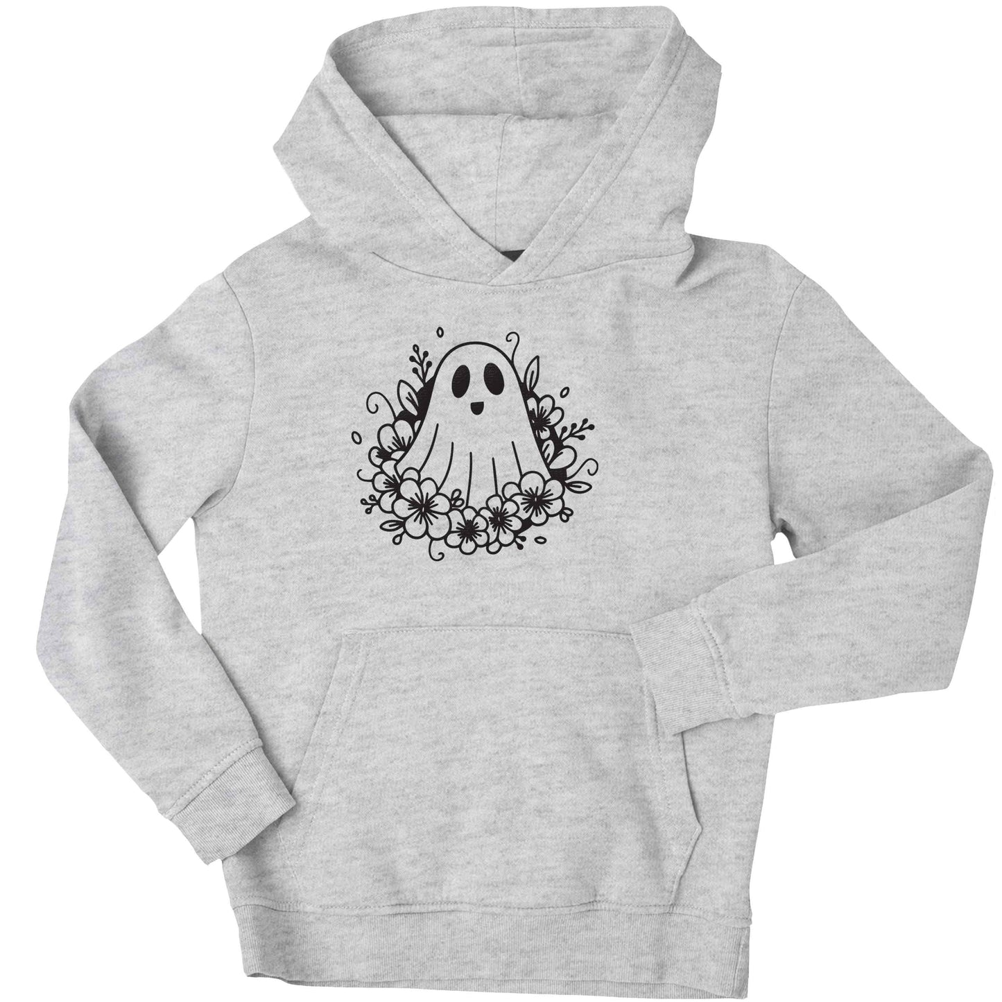 Floral ghost children's grey hoodie 12-13 Years