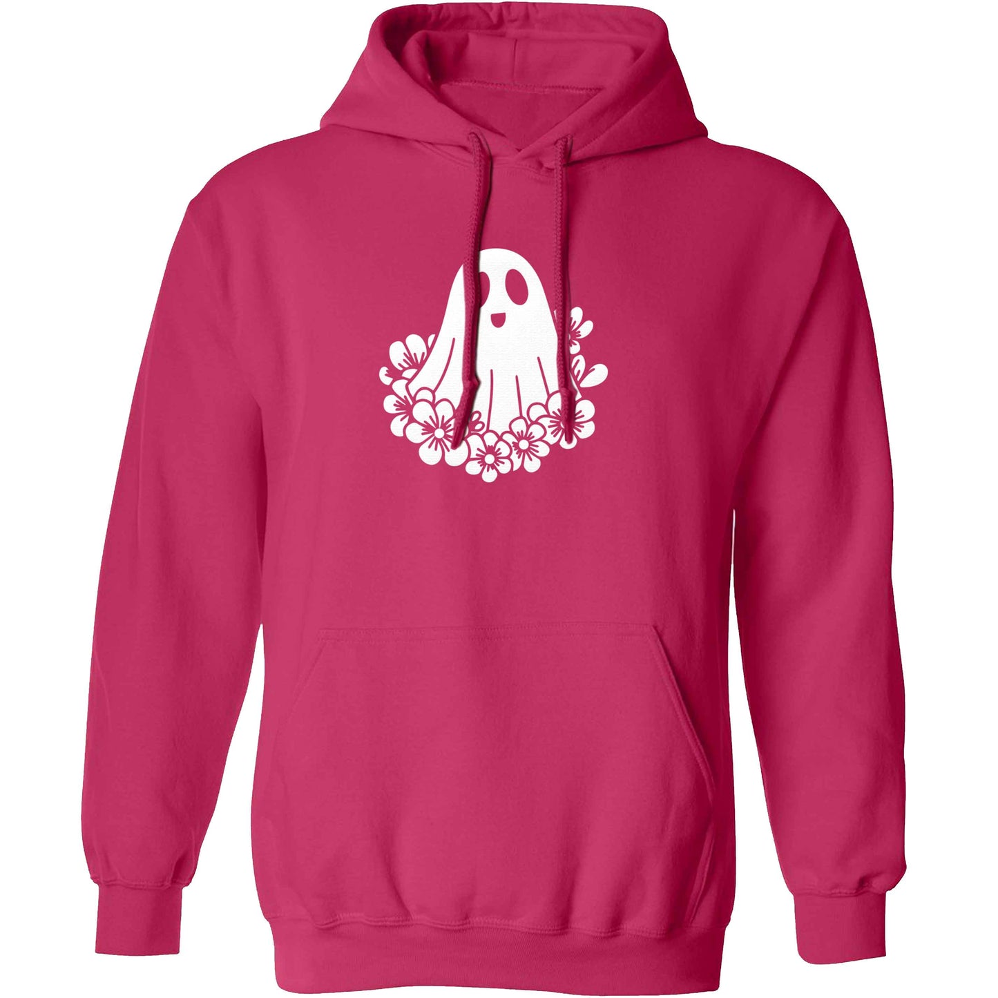 Floral ghost adults unisex pink hoodie 2XL