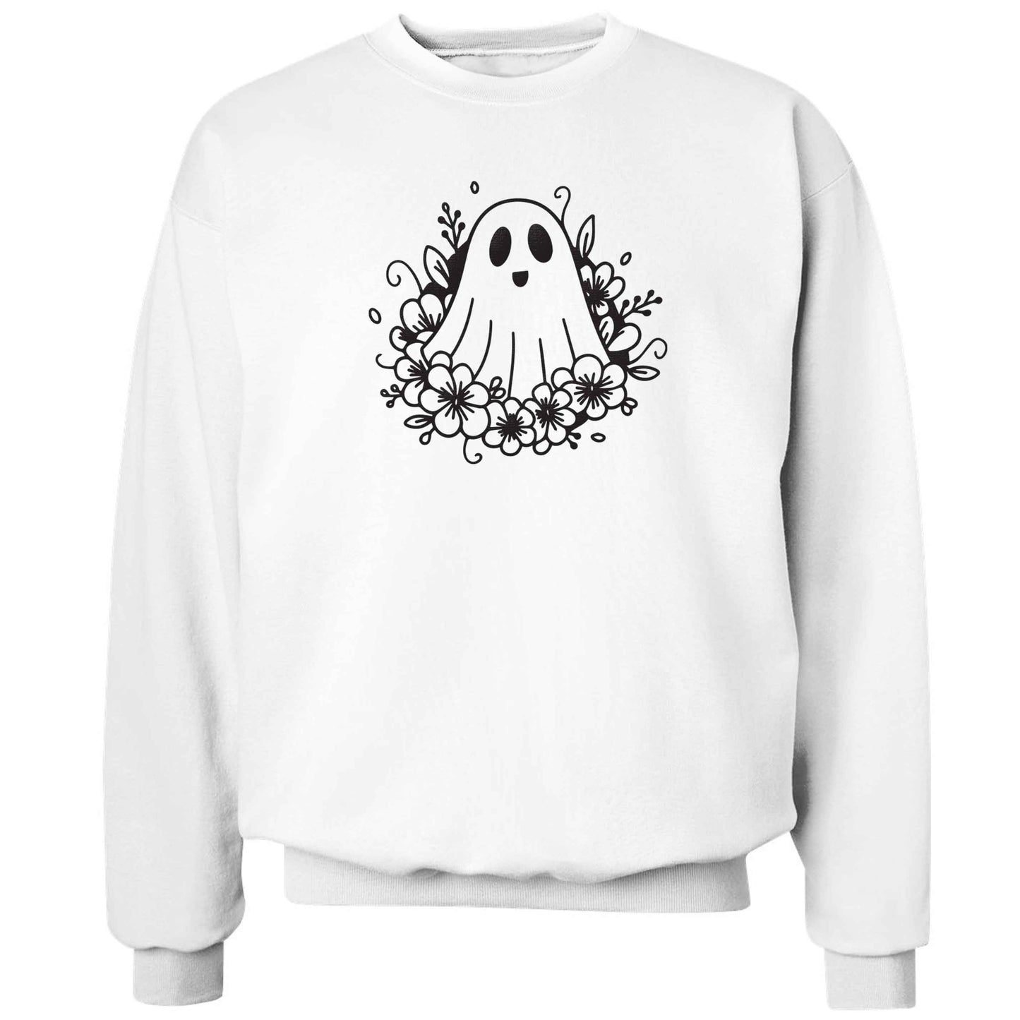 Floral ghost adult's unisex white sweater 2XL