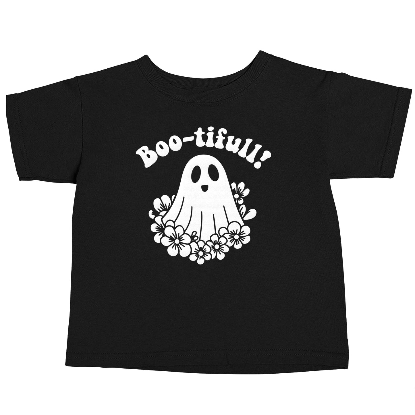 Boo-tifull! Floral ghost Black baby toddler Tshirt 2 years