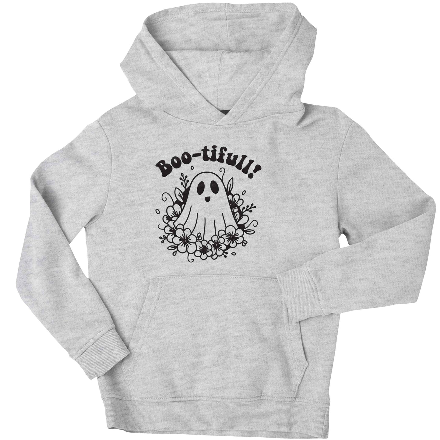 Boo-tifull! Floral ghost children's grey hoodie 12-13 Years