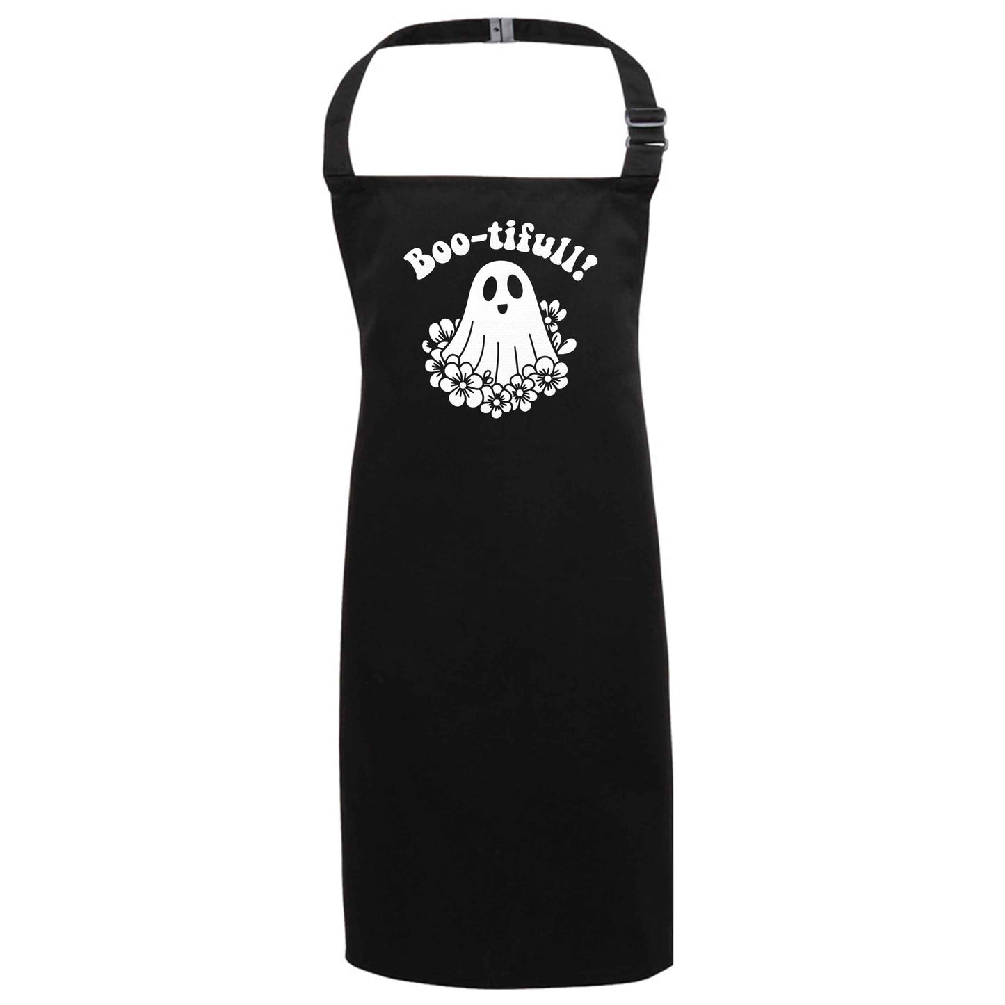 Boo-tifull! Floral ghost black apron 7-10 years