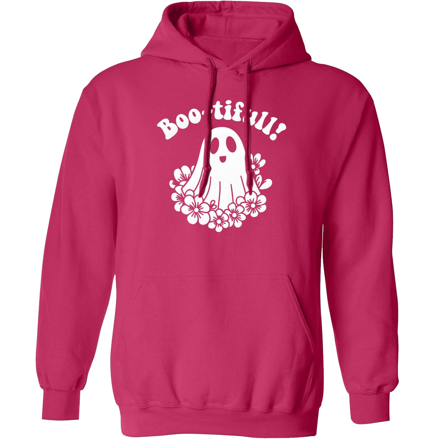Boo-tifull! Floral ghost adults unisex pink hoodie 2XL