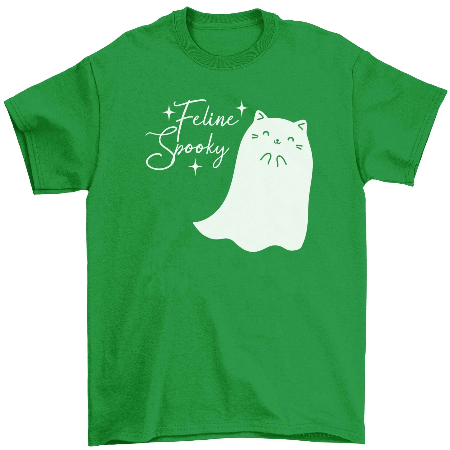 Feline spooky Children's green Tshirt 12-13 Years