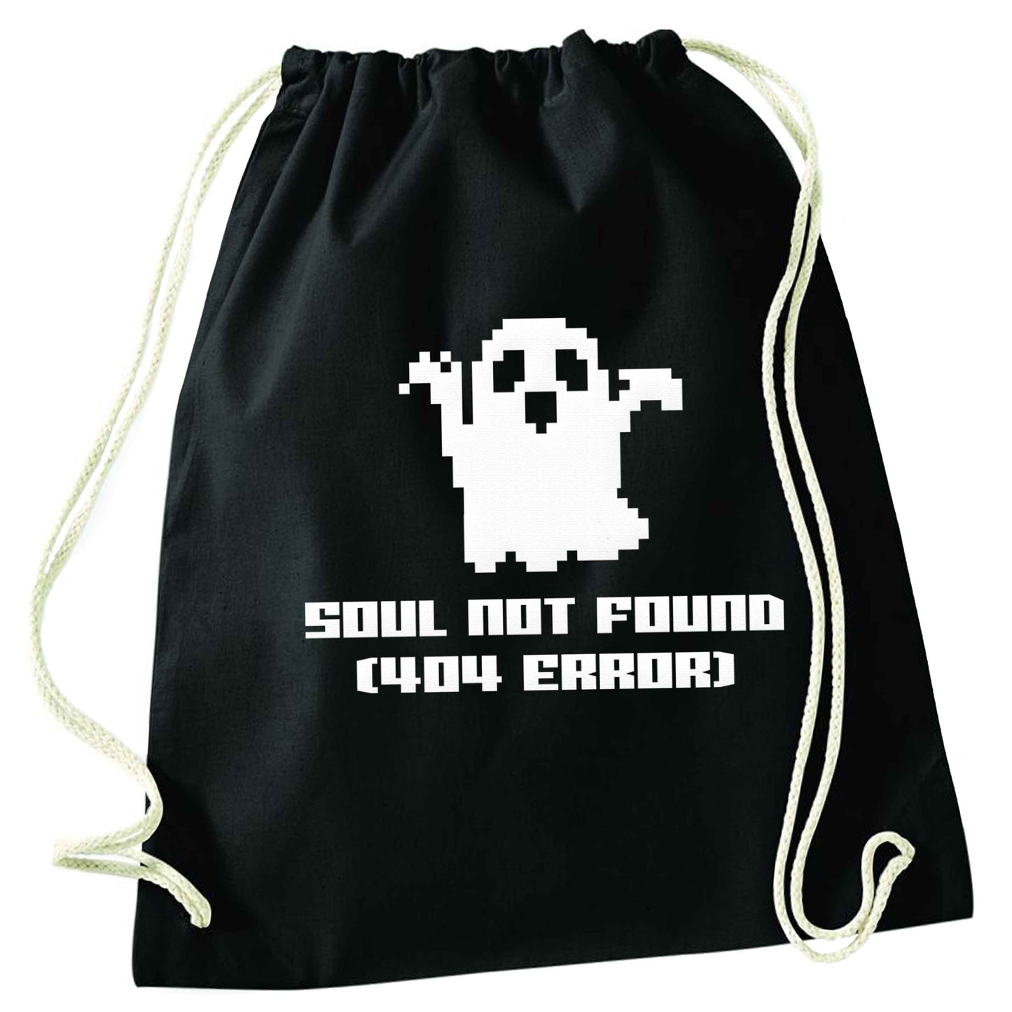 Soul not found (404 error) black drawstring bag