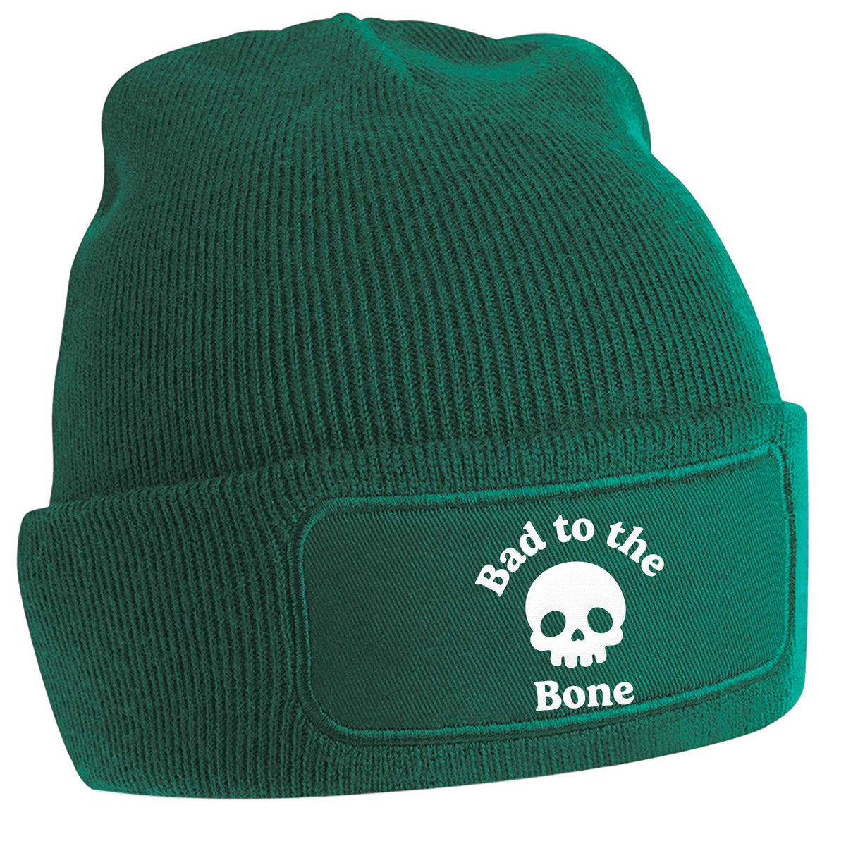 Bad to the Bone green beanie hat