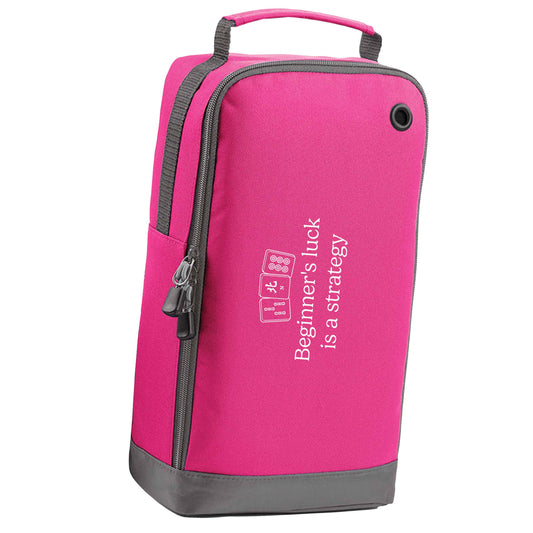 Beginner's Luck Is a Strategy pink sports shoe bag horizontal print
