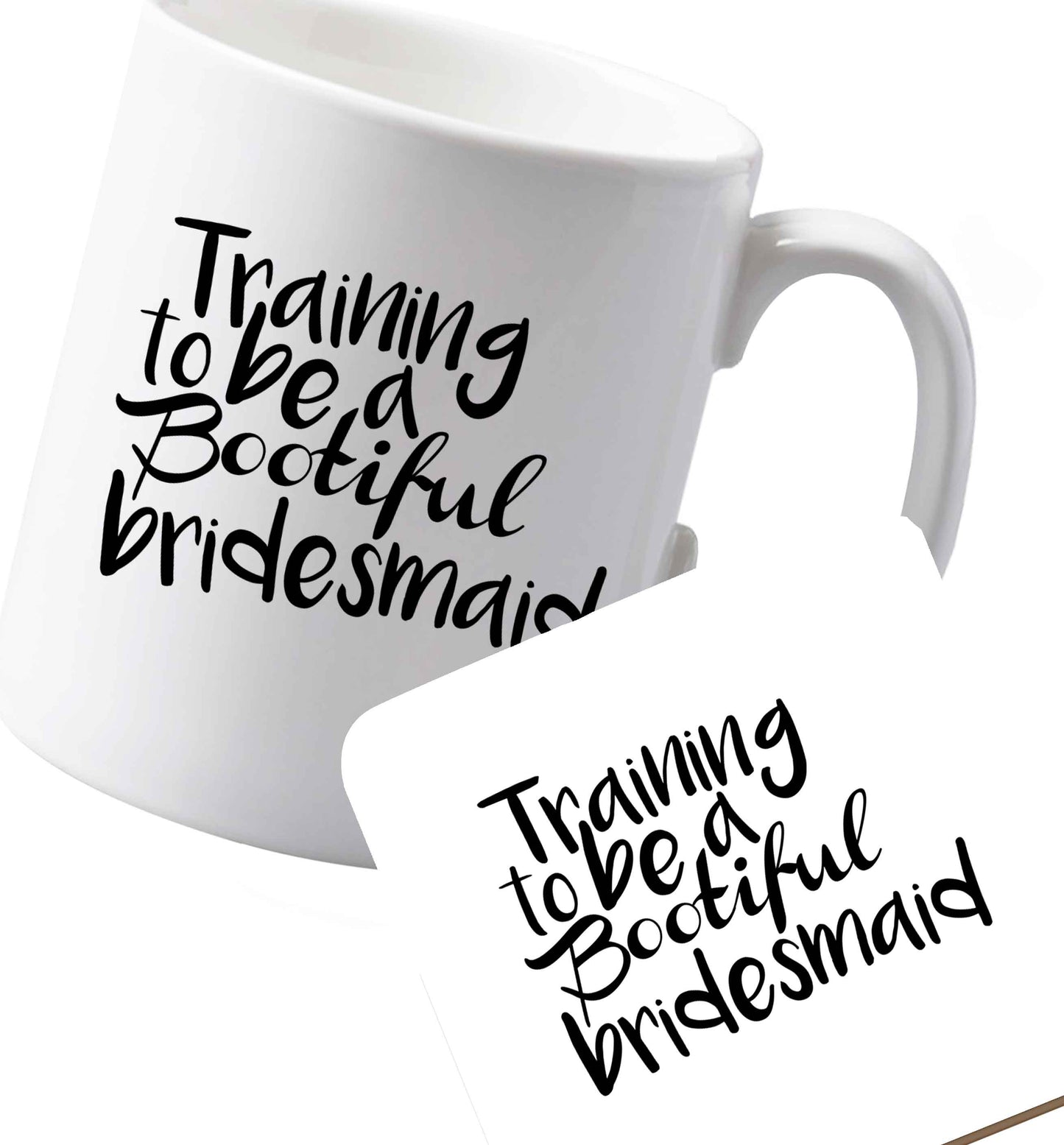 10 oz Ceramic mug and coaster Get motivated and get fit for your big day! Our workout quotes and designs will get you ready to sweat! Perfect for any bride, groom or bridesmaid to be! both sides
