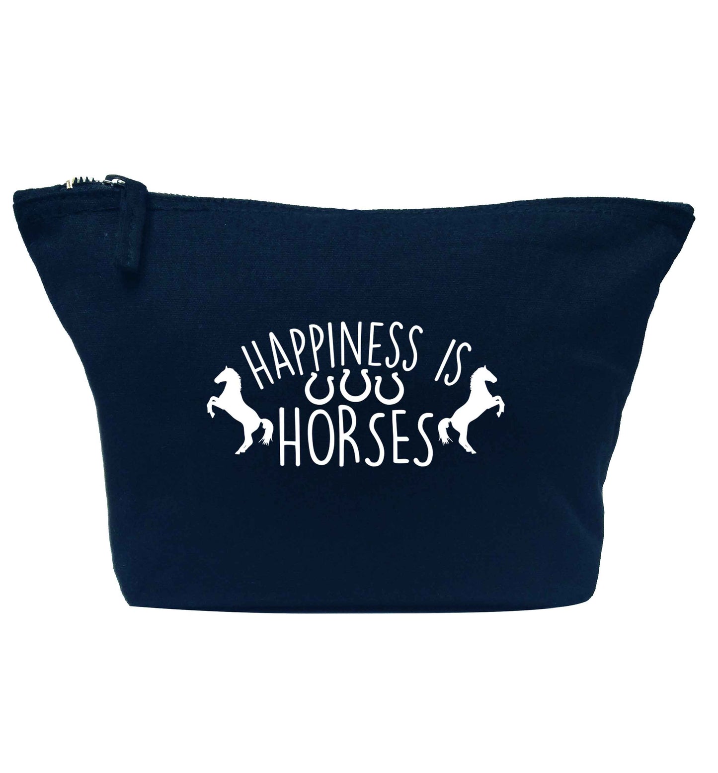 Happiness is horses navy makeup bag