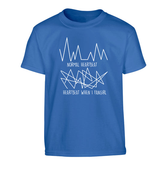 Normal heartbeat heartbeat when I fangirl Children's blue Tshirt 12-14 Years