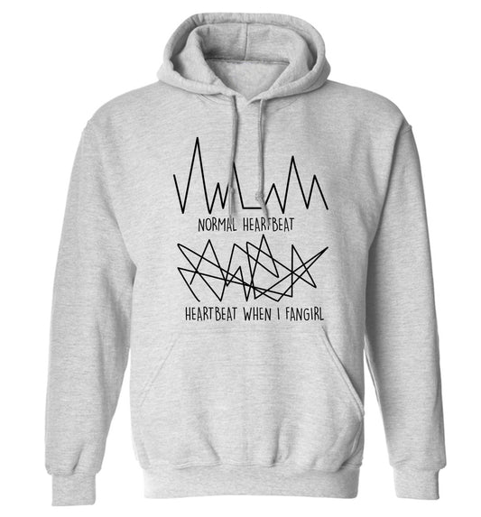 Normal heartbeat heartbeat when I fangirl adults unisex grey hoodie 2XL