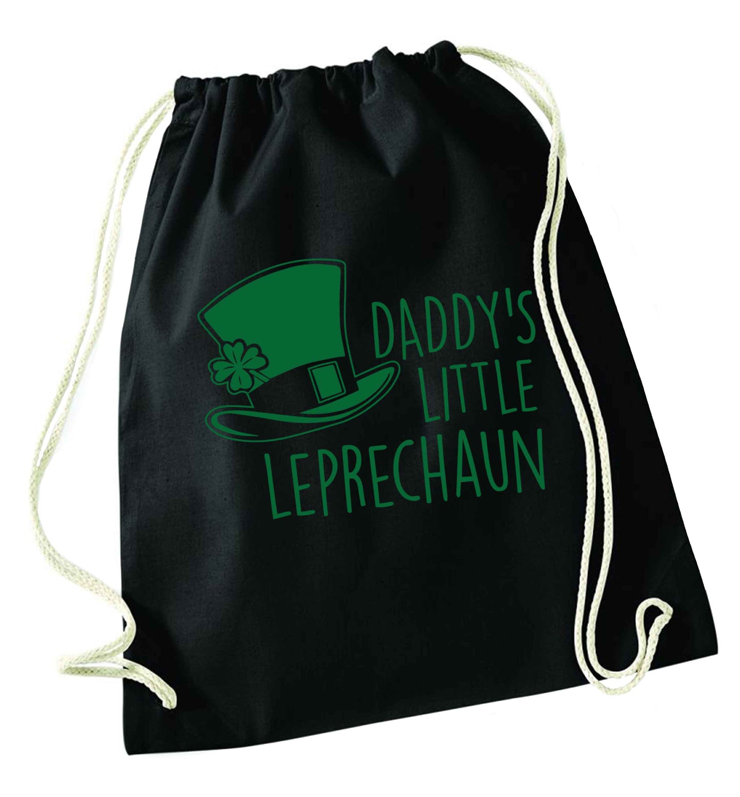 Daddy's lucky charm black drawstring bag