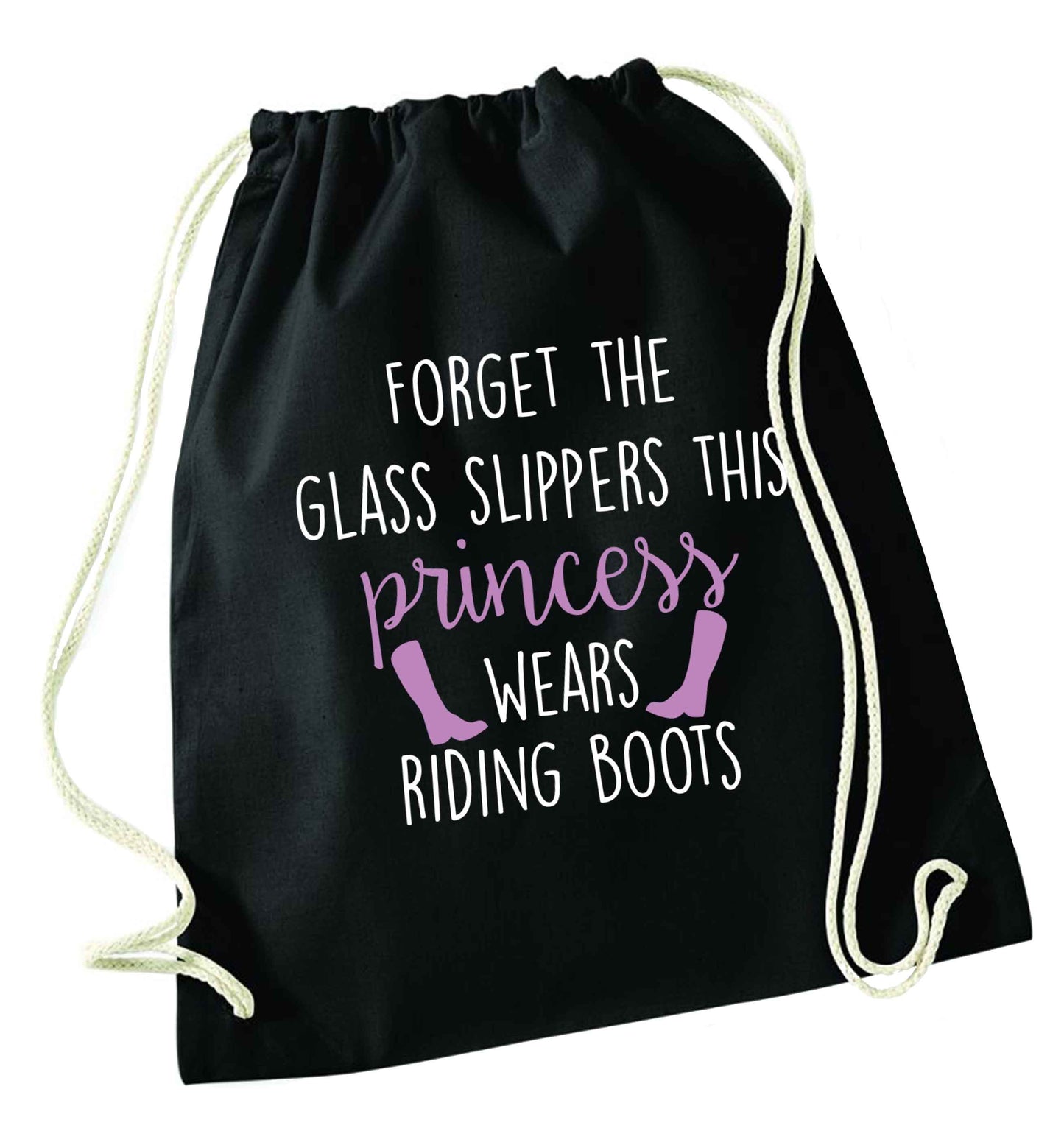 Forget the glass slippers this princess wears riding boots black drawstring bag