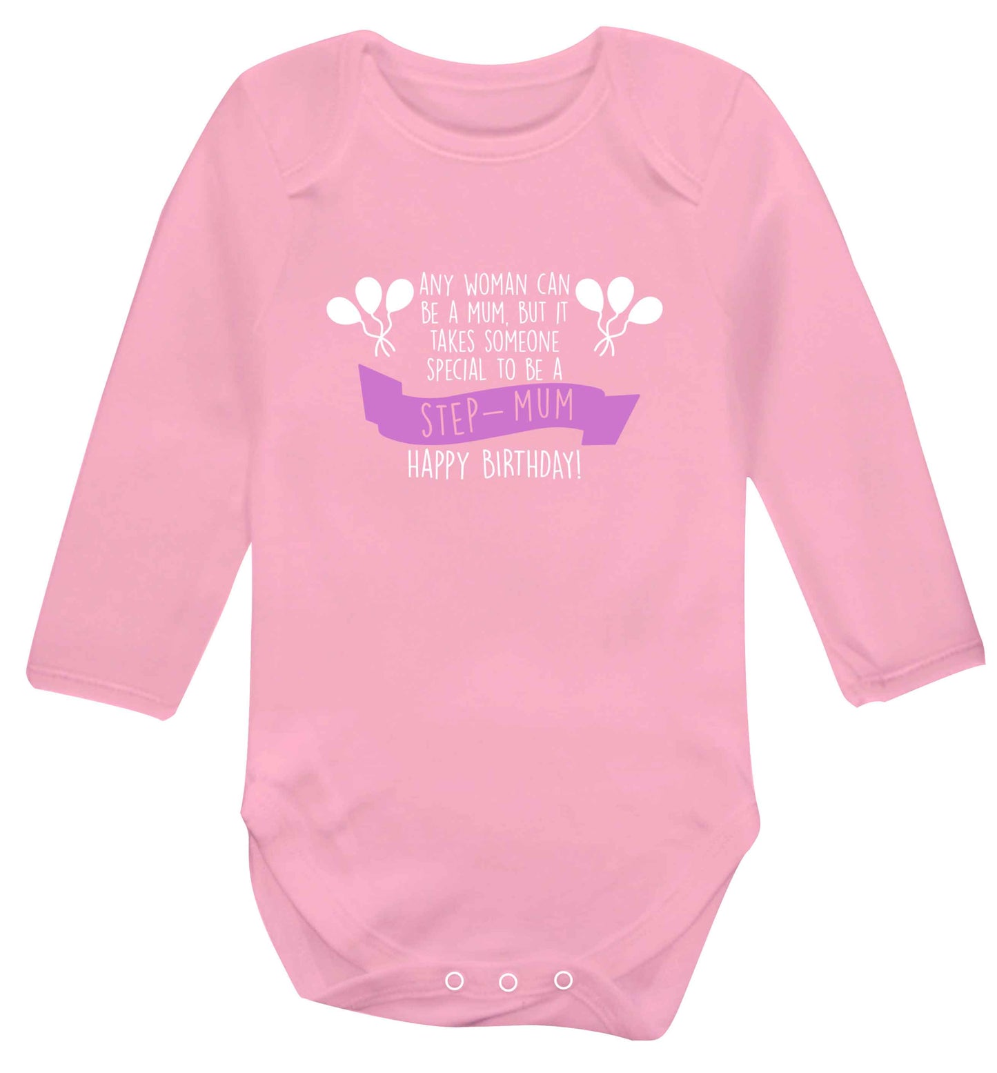 Takes someone special to be a step-mum, happy birthday! baby vest long sleeved pale pink 6-12 months