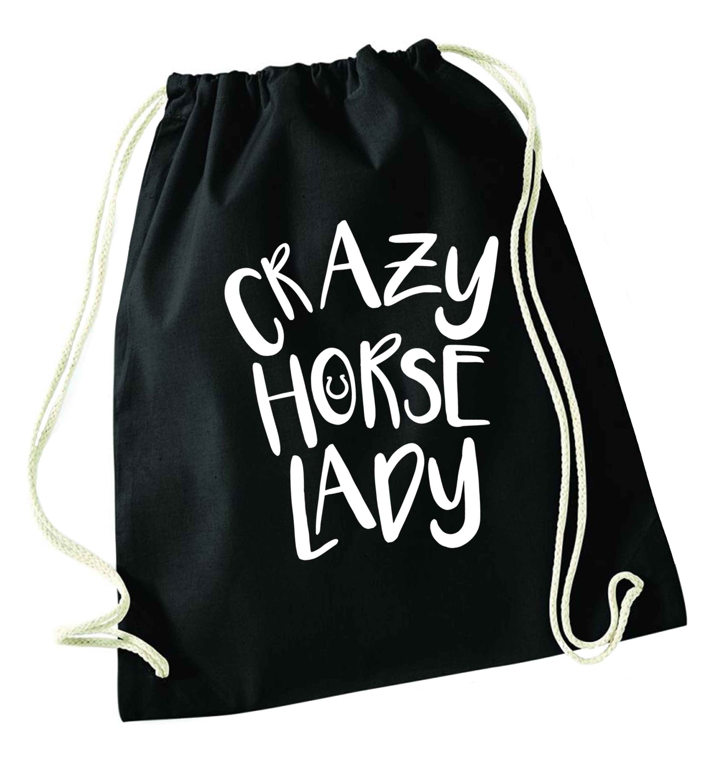 Crazy horse lady black drawstring bag