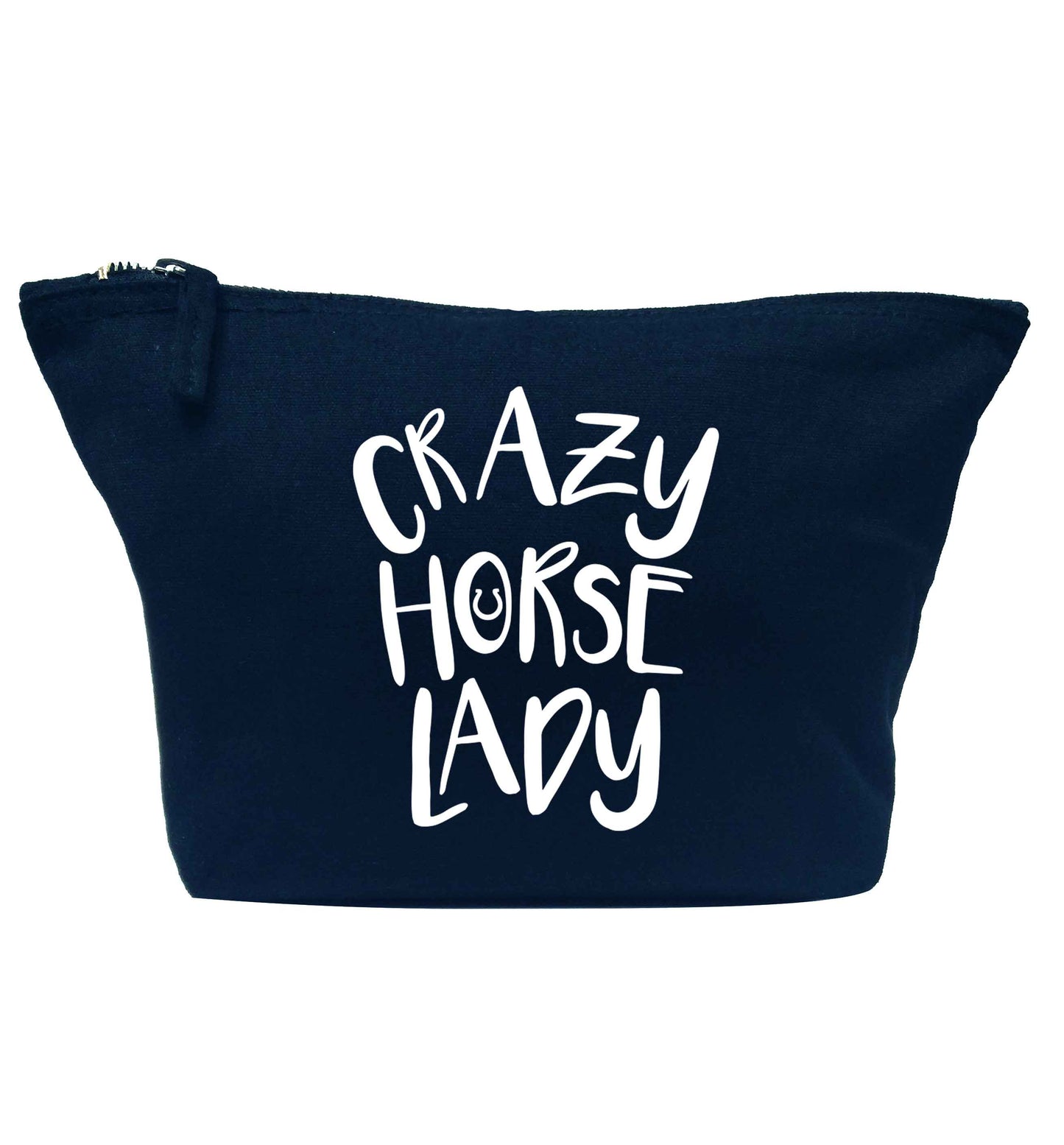 Crazy horse lady navy makeup bag