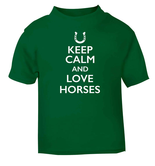 Keep calm and love horses green baby toddler Tshirt 2 Years