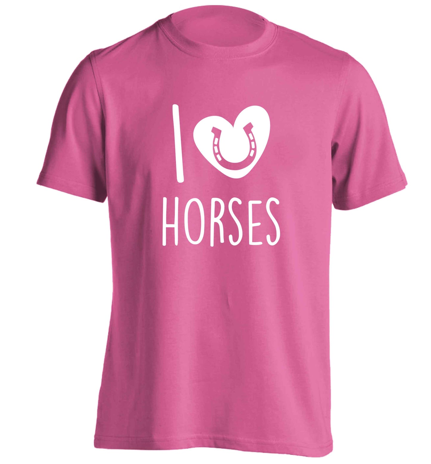 I love horses adults unisex pink Tshirt 2XL