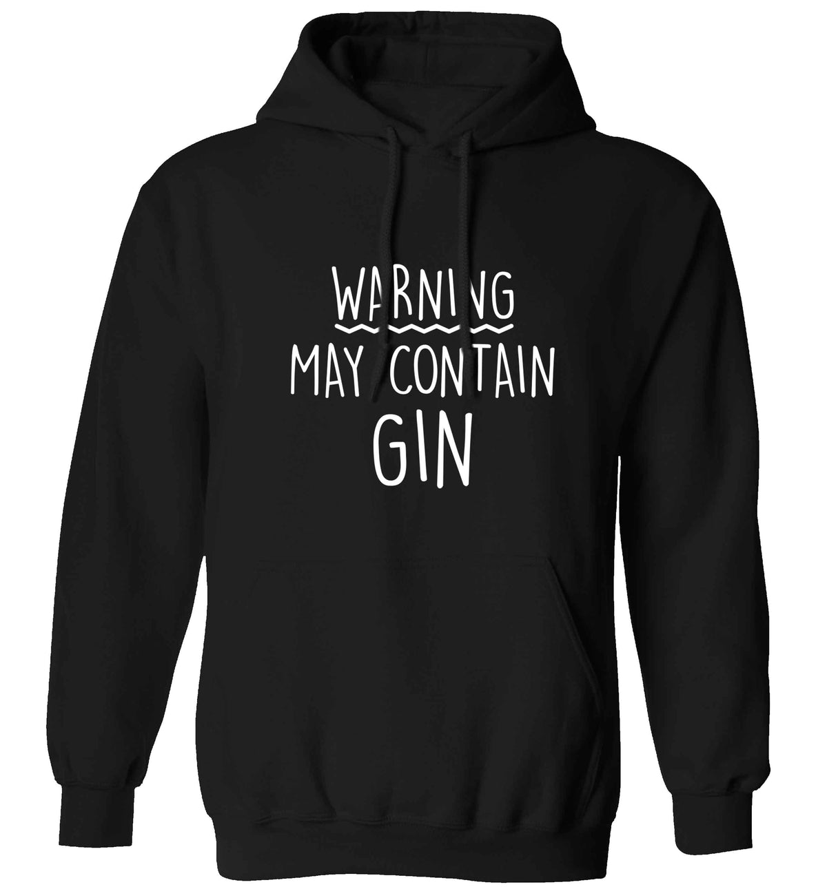 Warning may contain gin adults unisex black hoodie 2XL