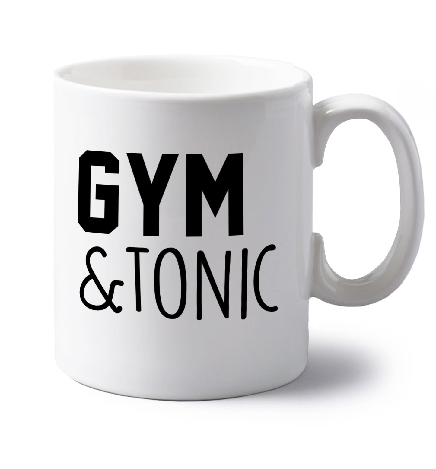 Gym and tonic left handed white ceramic mug