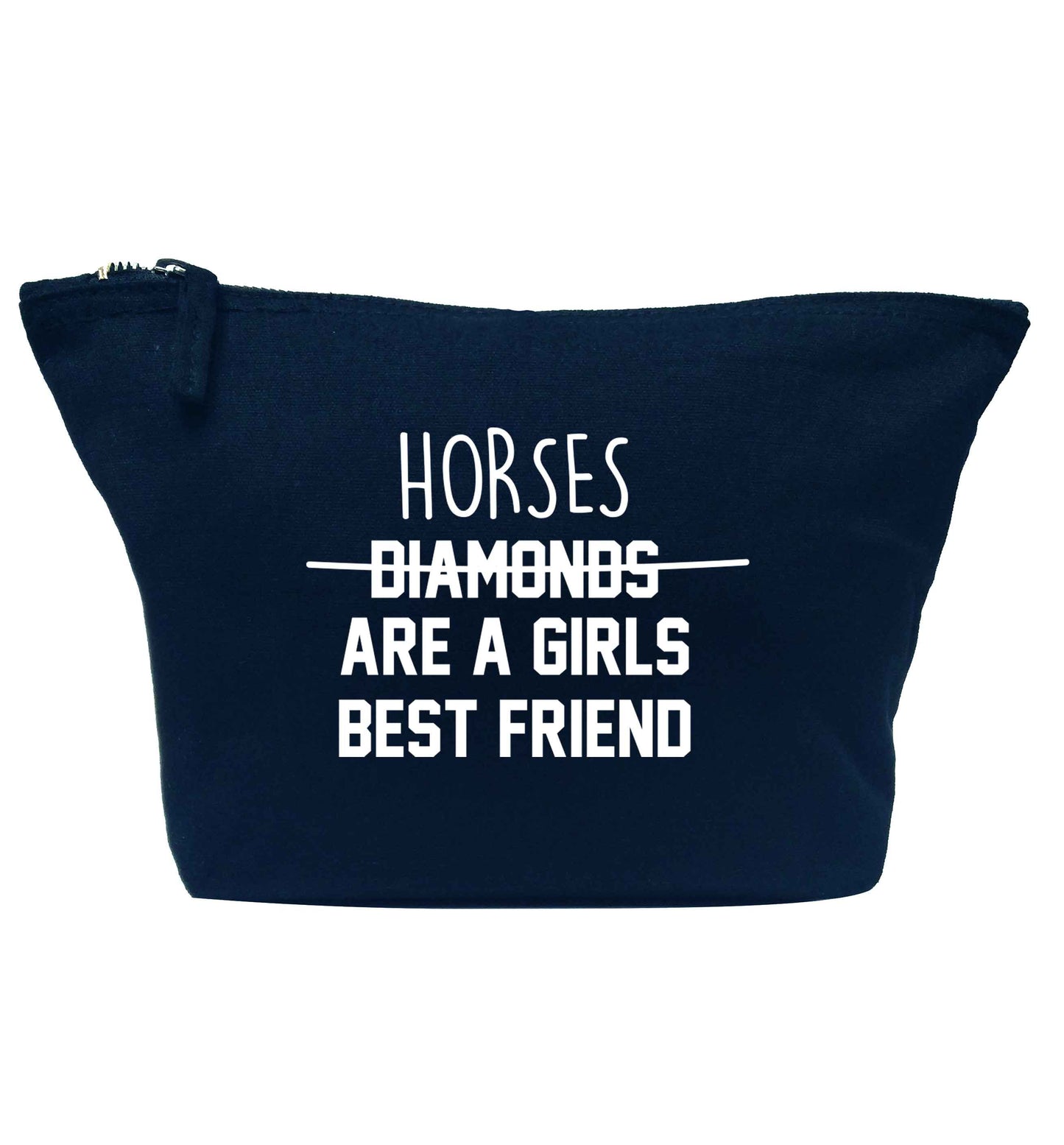 Horses are a girls best friend navy makeup bag