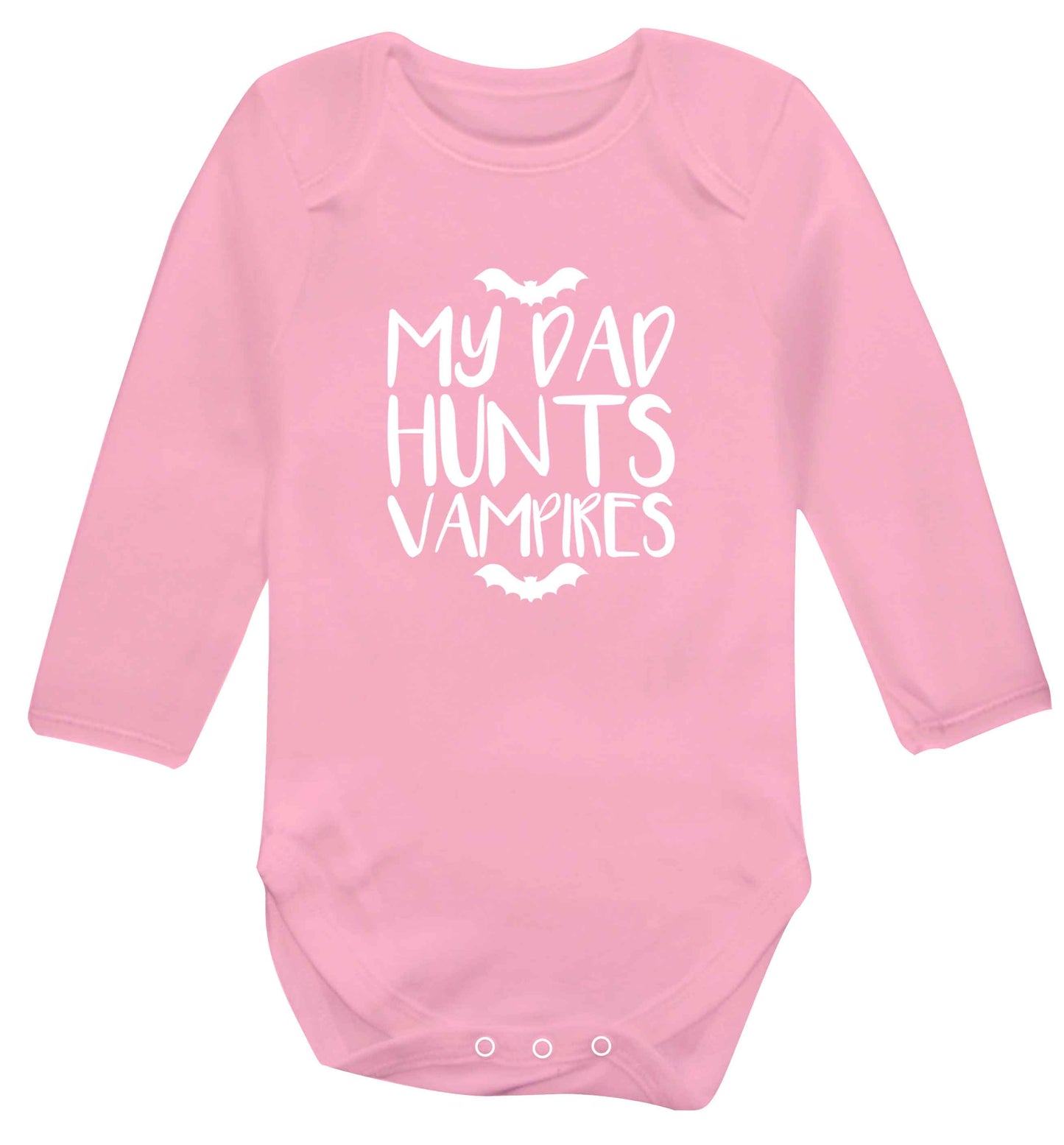 My dad hunts vampires baby vest long sleeved pale pink 6-12 months