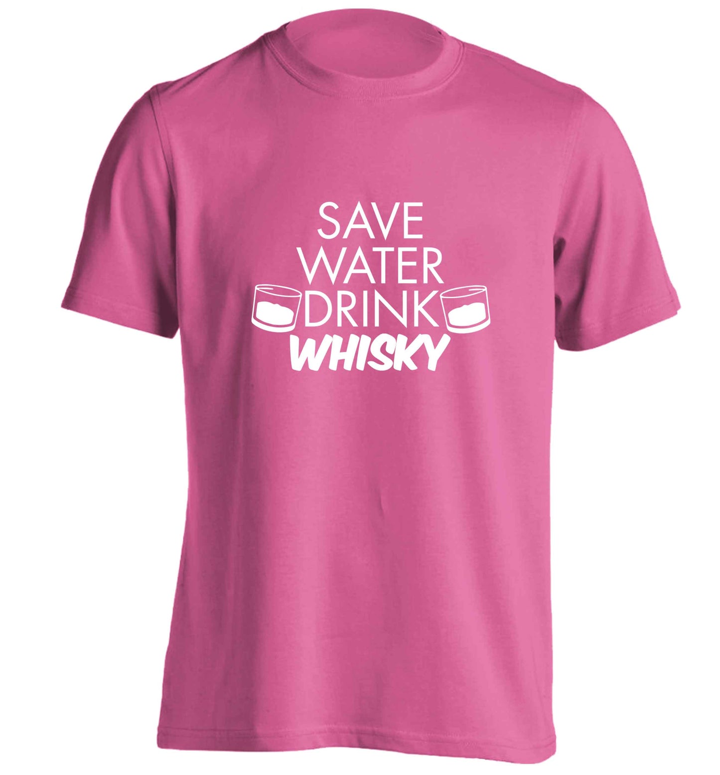Save water drink whisky adults unisex pink Tshirt 2XL