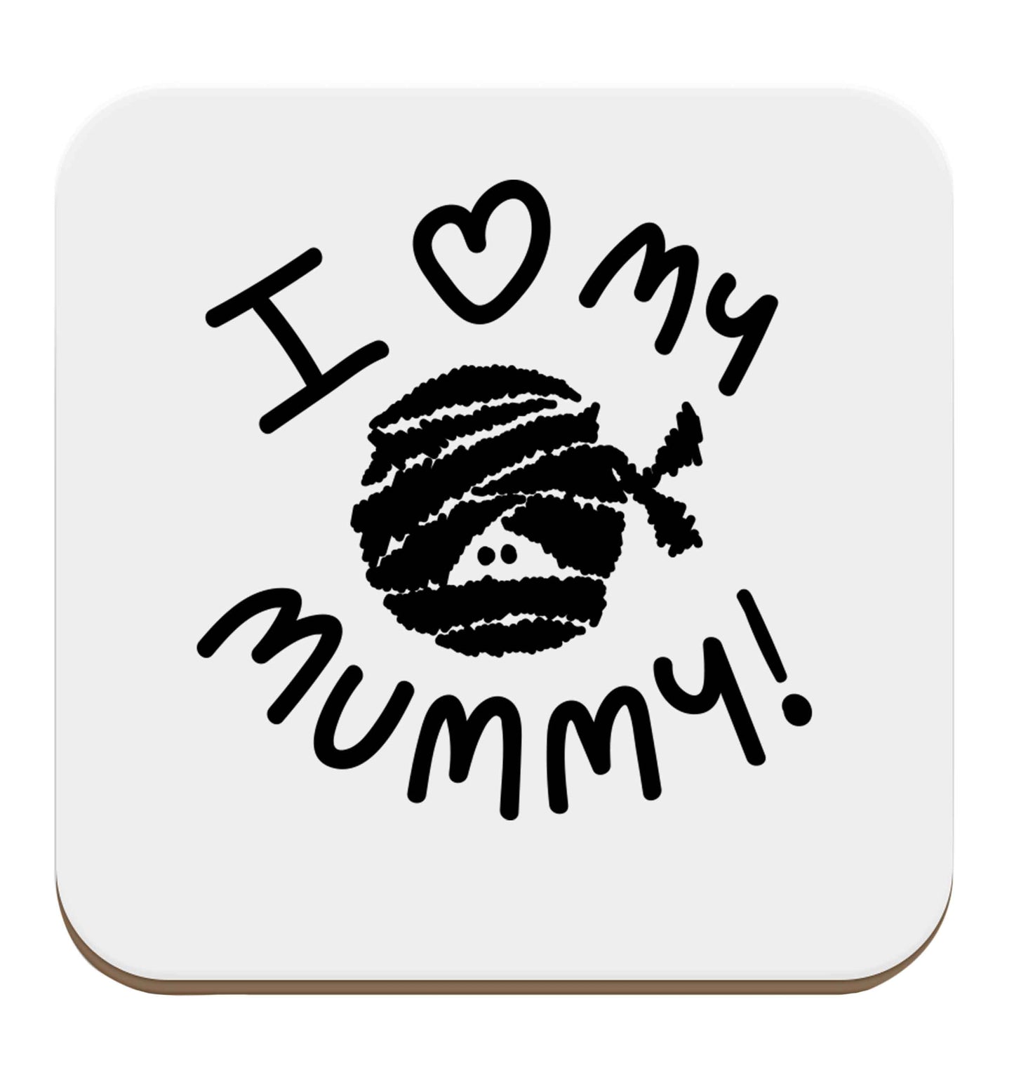 I love my mummy halloween pun set of four coasters