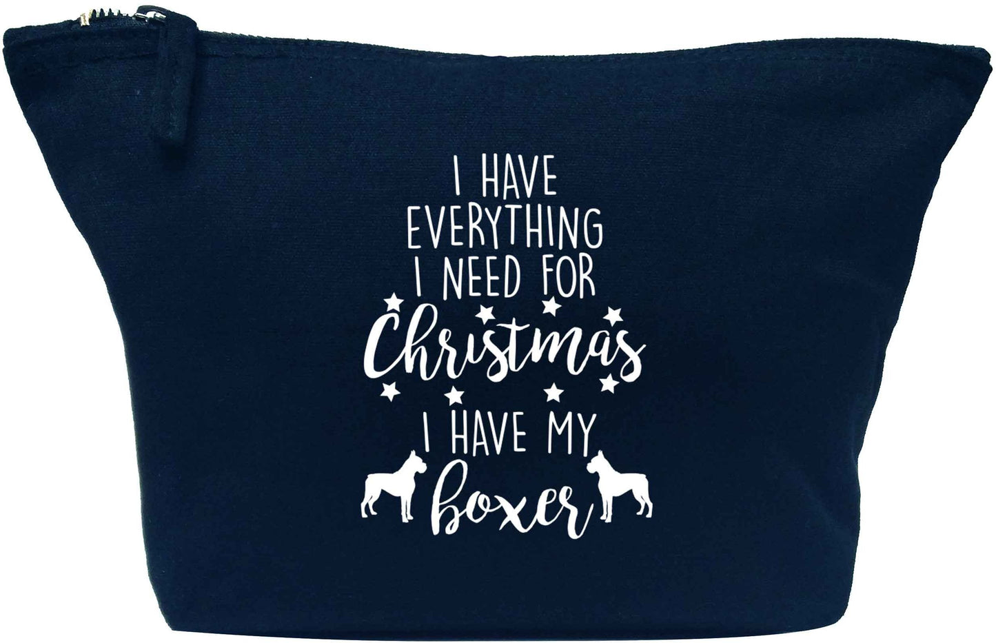 I have everything I need for Christmas I have my boxer navy makeup bag