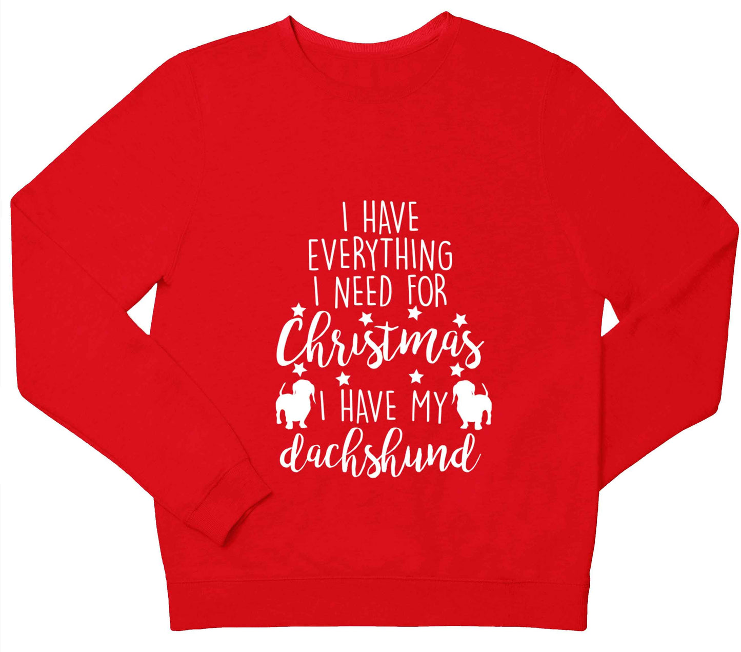 I have everything I need for Christmas I have my dachshund children's grey sweater 12-13 Years