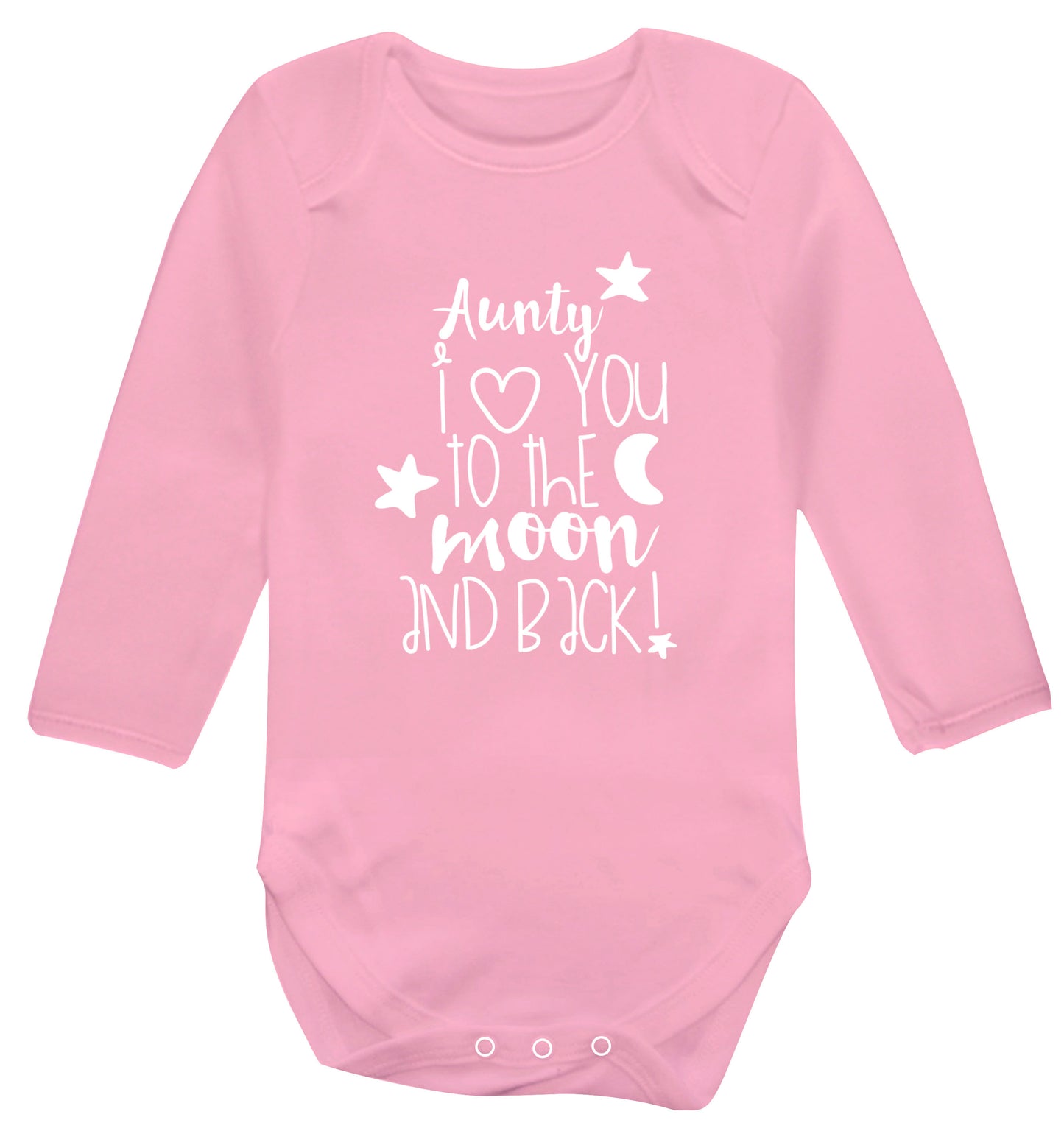 Aunty I love you to the moon and back Baby Vest long sleeved pale pink 6-12 months