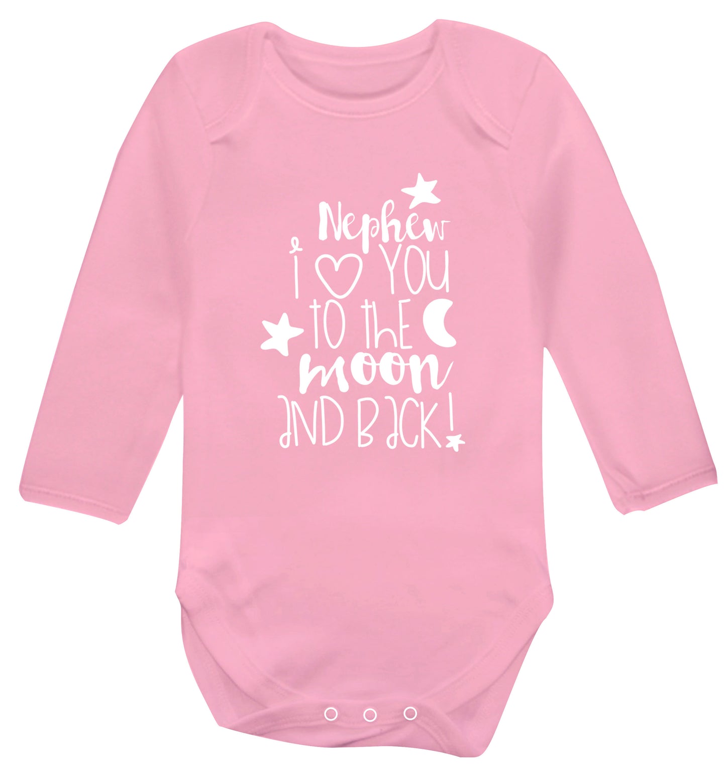 Nephew I love you to the moon and back Baby Vest long sleeved pale pink 6-12 months