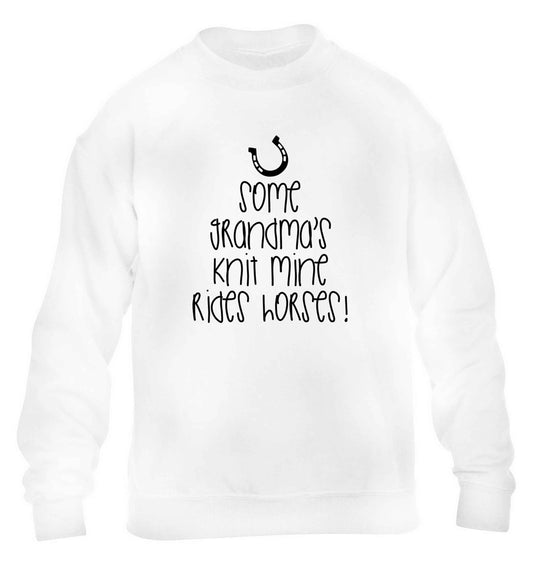 Some grandma's knit mine rides horses children's white sweater 12-13 Years