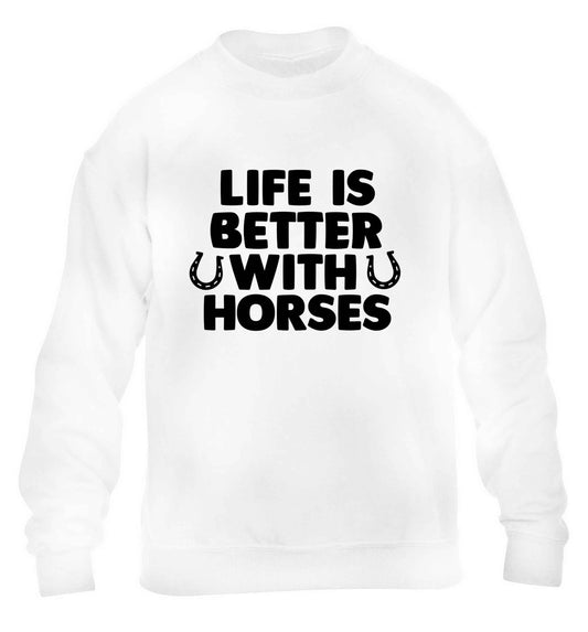 Life is better with horses children's white sweater 12-13 Years