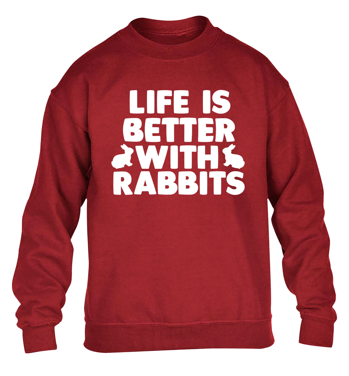 Life is better with rabbits children's grey sweater 12-14 Years