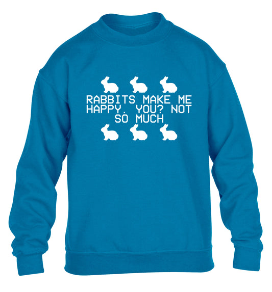 Rabbits make me happy, you not so much children's blue sweater 12-14 Years