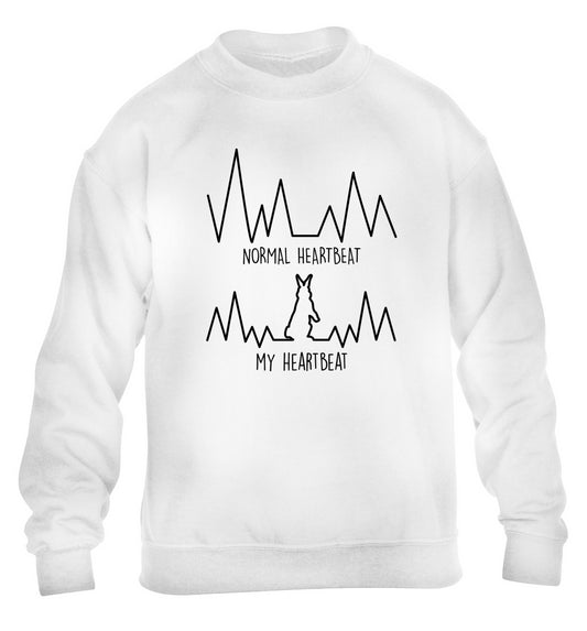 Normal heartbeat, my heartbeat rabbit lover children's white sweater 12-14 Years