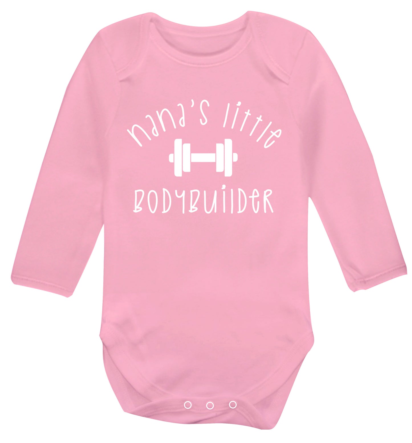 Nana's little bodybuilder Baby Vest long sleeved pale pink 6-12 months
