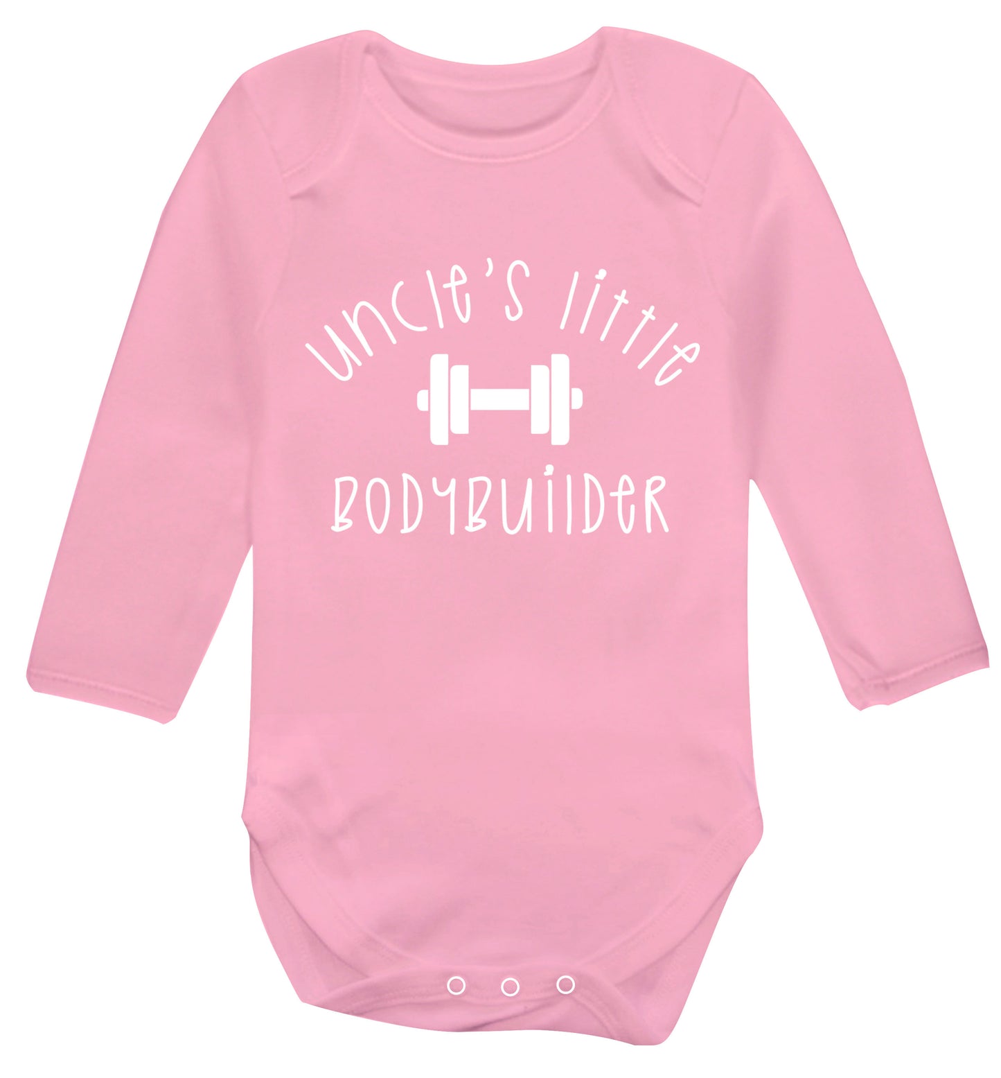 Uncle's little bodybuilder Baby Vest long sleeved pale pink 6-12 months
