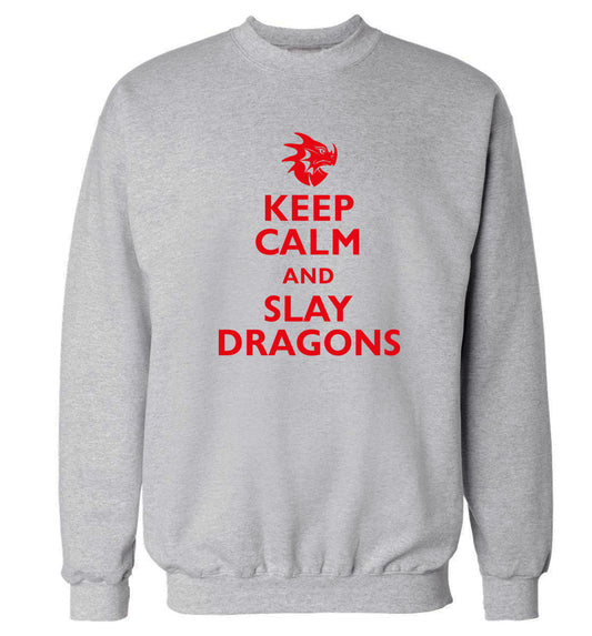 Keep calm and slay dragons Adult's unisex grey Sweater 2XL