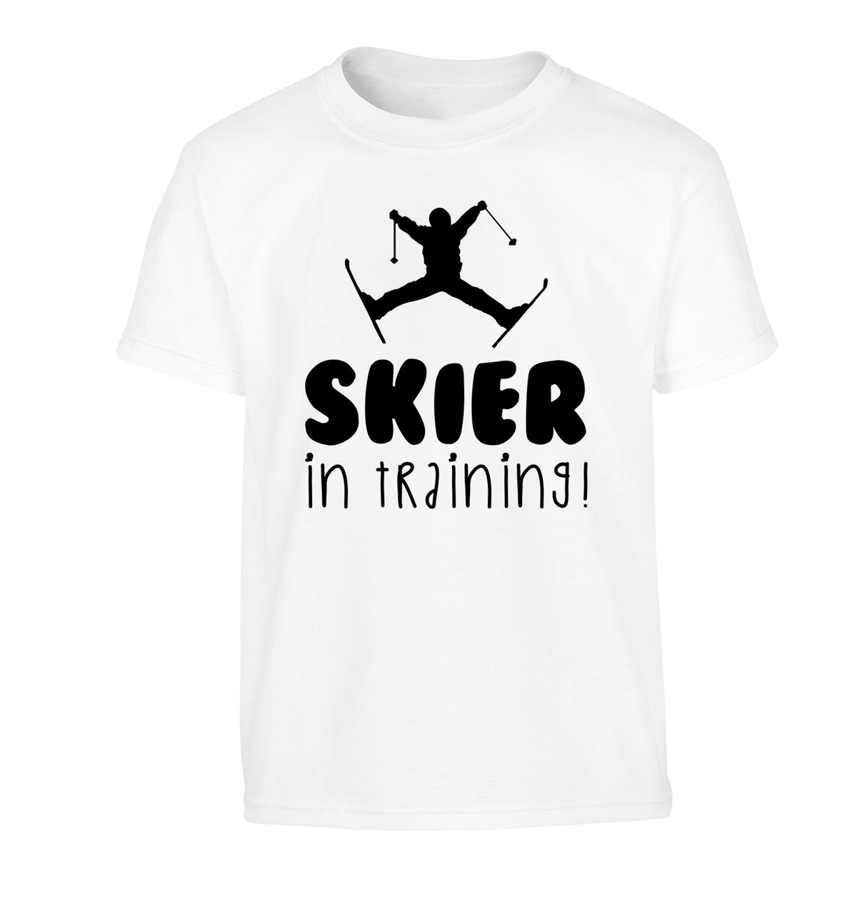 Skier in training Children's white Tshirt 12-14 Years