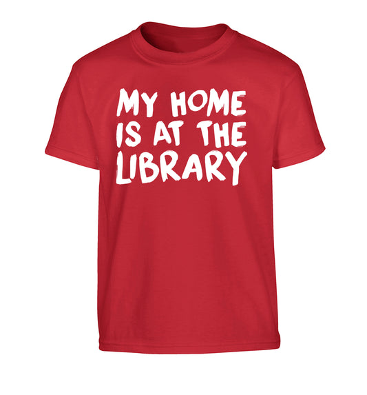 My home is at the library Children's red Tshirt 12-14 Years